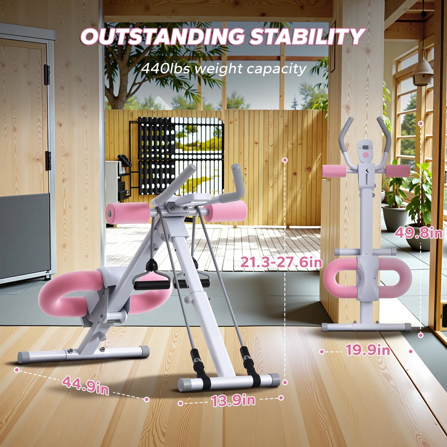 MERACH Ab Machine Adjustable Trainer Foldable Knee Protection