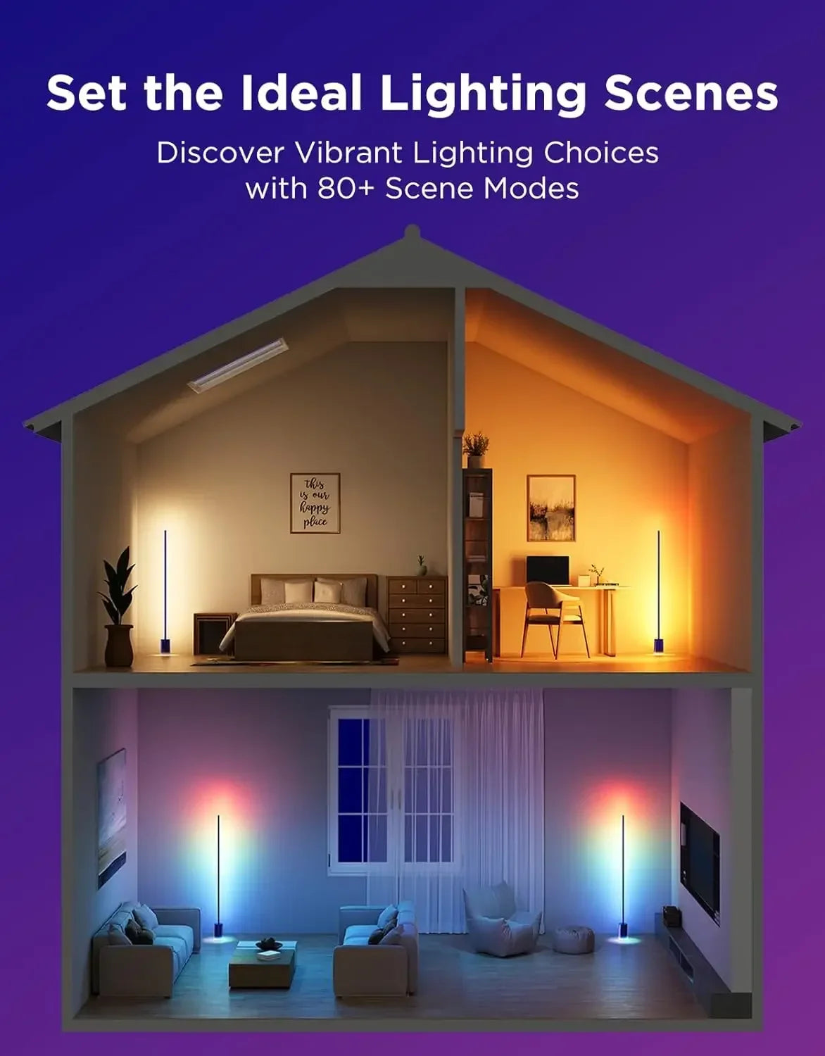 Floor Lamp 2 With Matter RGBIC Alexa Compatible Scene Modes
