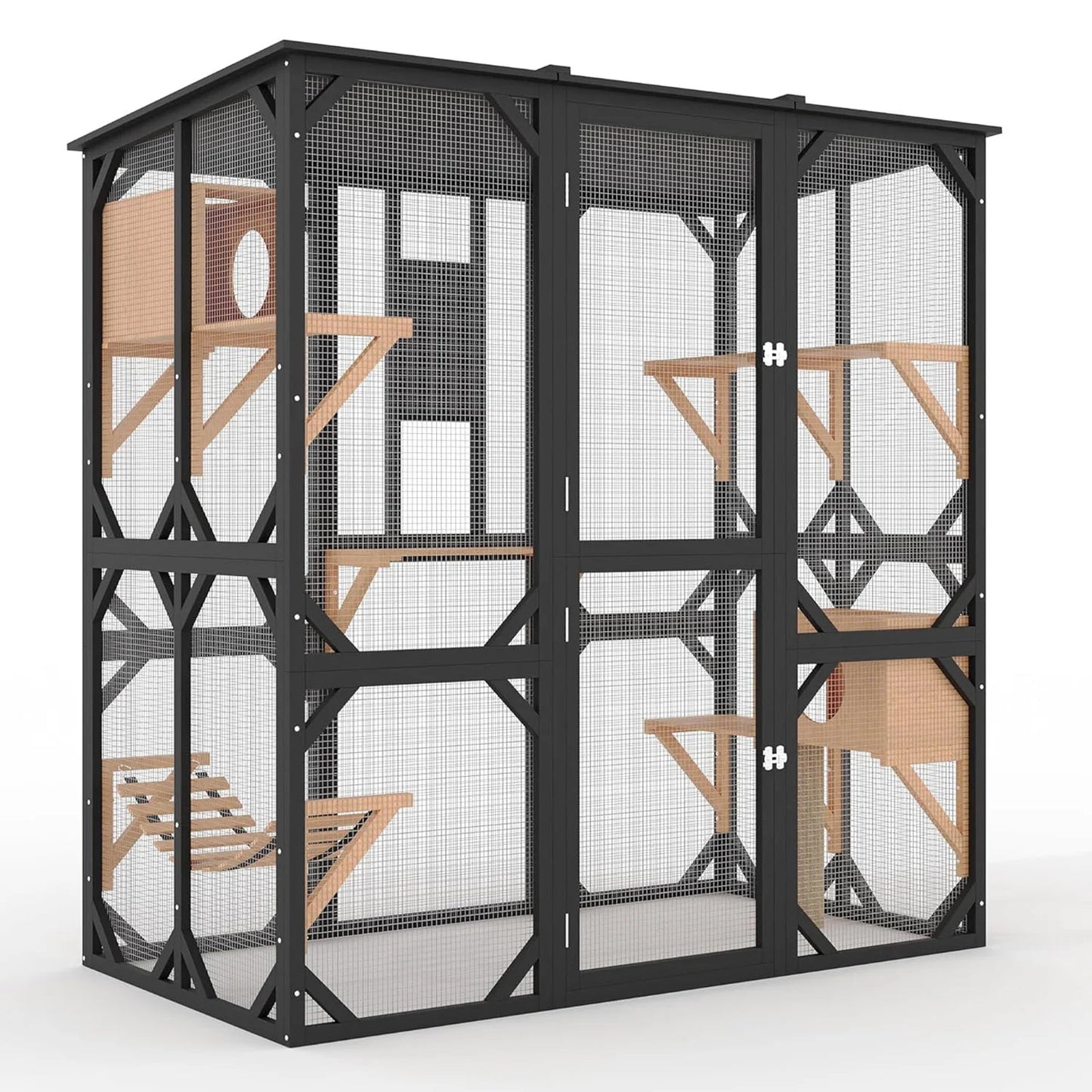 HiMISS Extra Large Outdoor Wooden Catio Walk In Enclosure