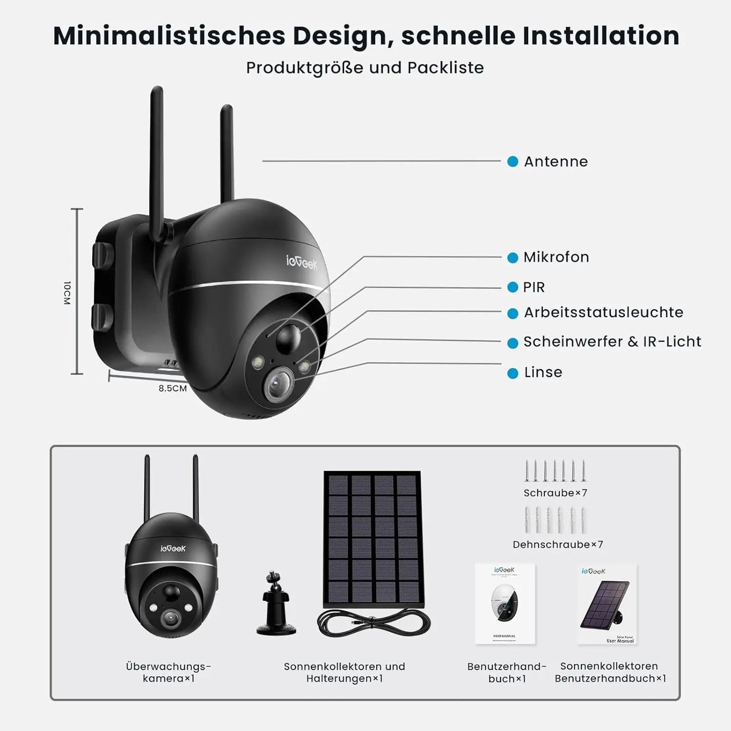 IEGEEK Outdoor 5MP Solar PTZ WiFi Surveillance Camera with PIR