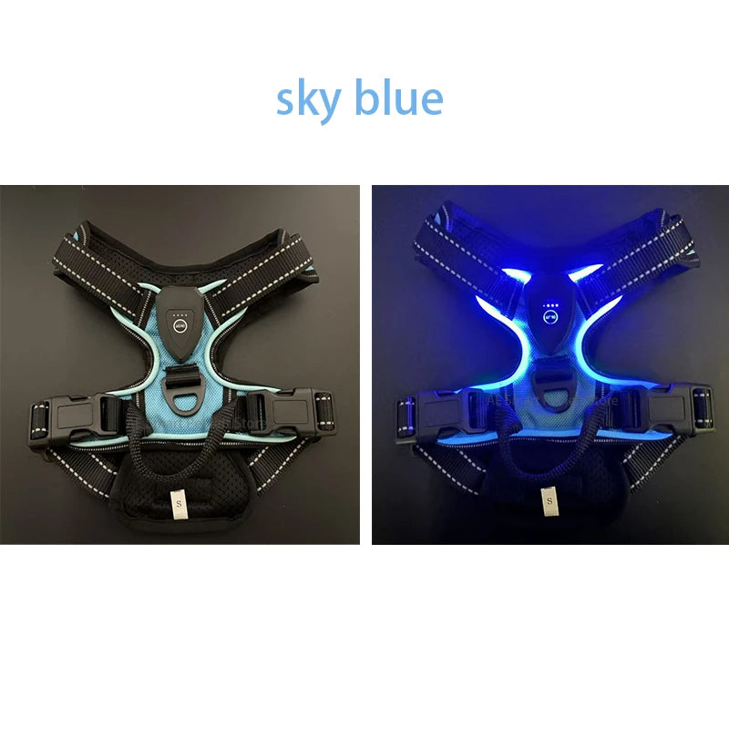 Led Luminous Dog Harness No Pull Adjustable Vest