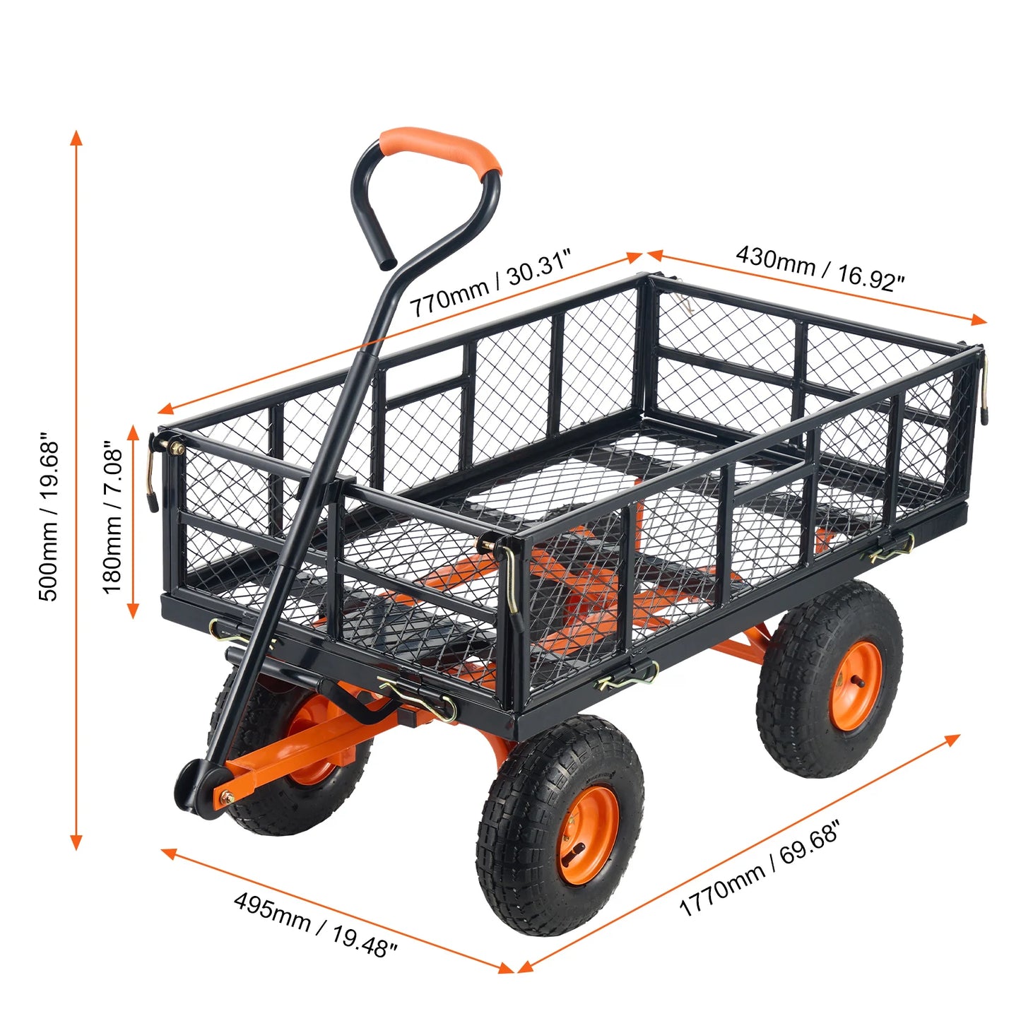 SucceBuy Garden Cart Sturdy Utility Wagon With Dump Cart