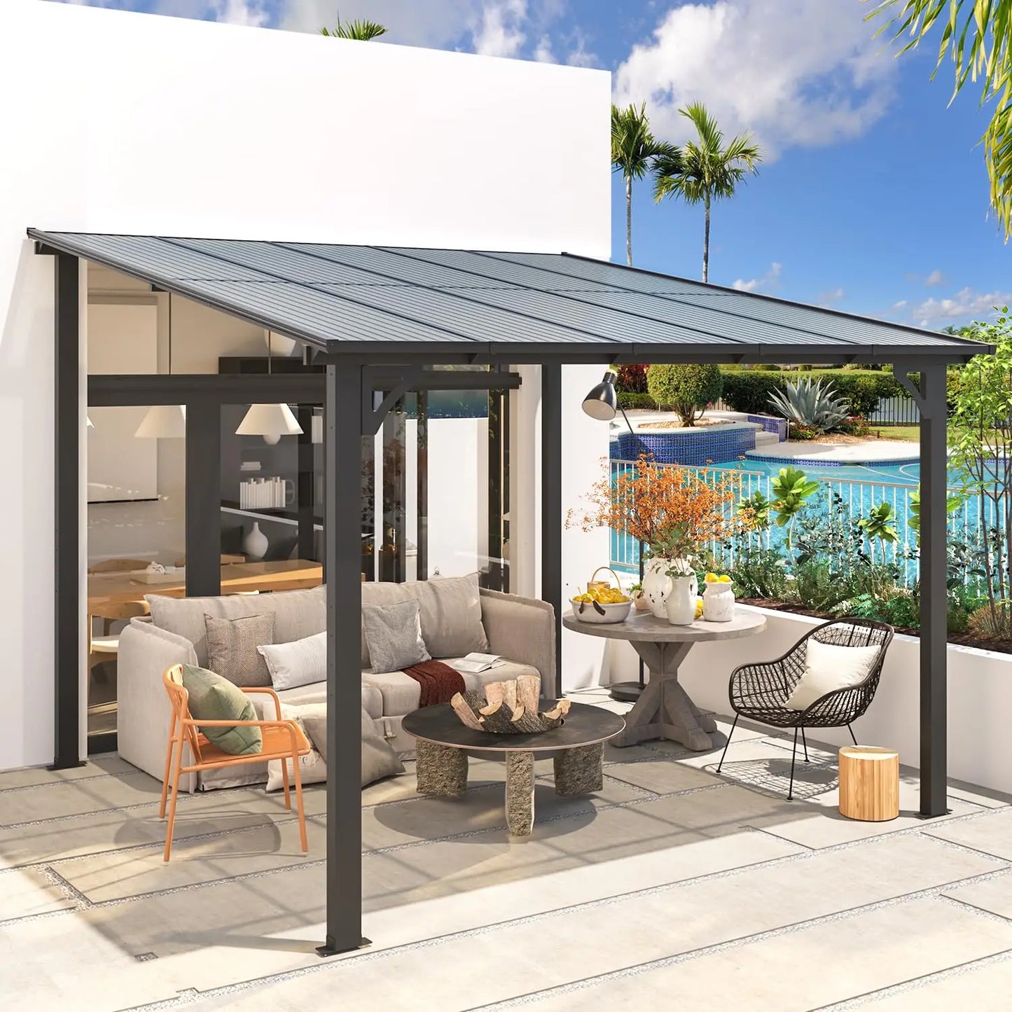 Wall Mounted Gazebo Pergola For Outdoor Patio Deck
