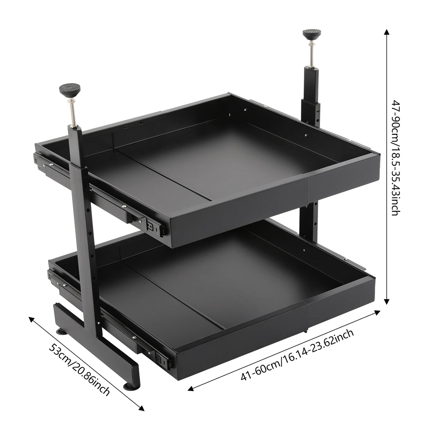 Carbon Steel Expandable Pull Out Cabinet Organizer 2 Tier Drawers