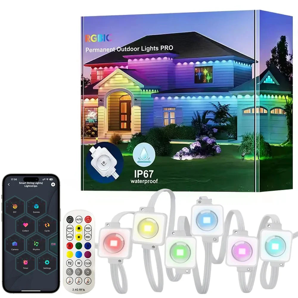 MIMIRGB Smart Outdoor LED String Lights IP67 Waterproof App Control