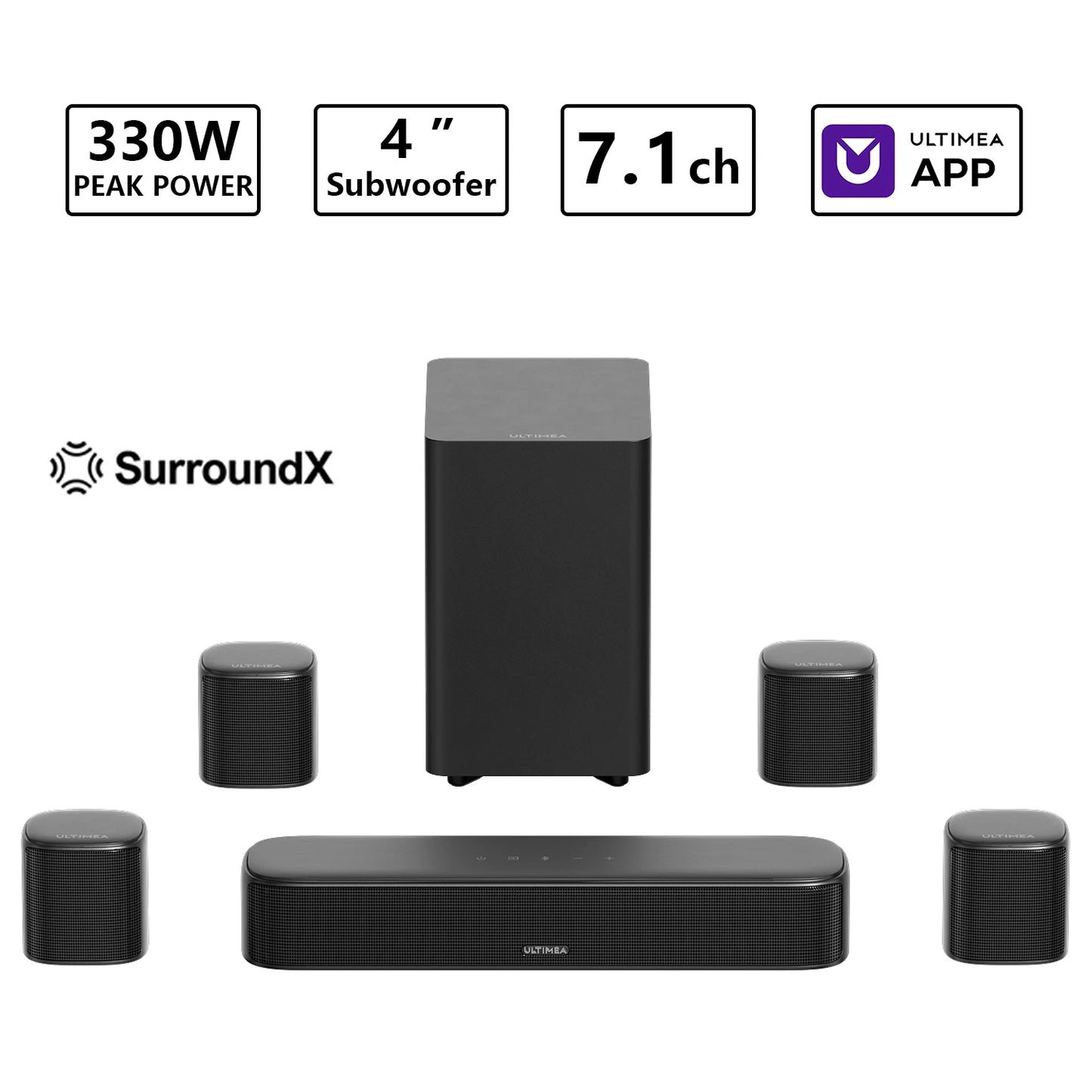 ULTIMEA 350W 7 1 Channel Virtual Surround Soundbar With Subwoofer