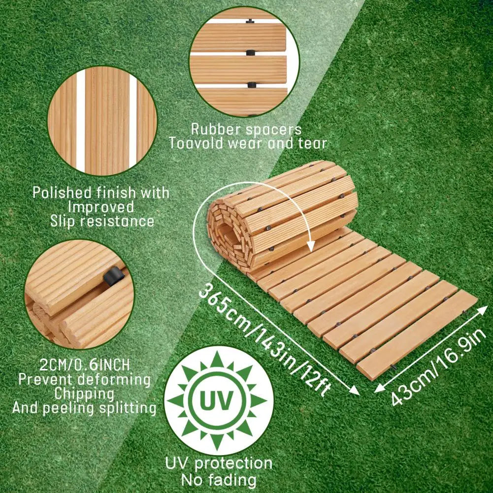 Outdoor Wooden Garden Pathway Roll Out Walkway For Patio Lawn