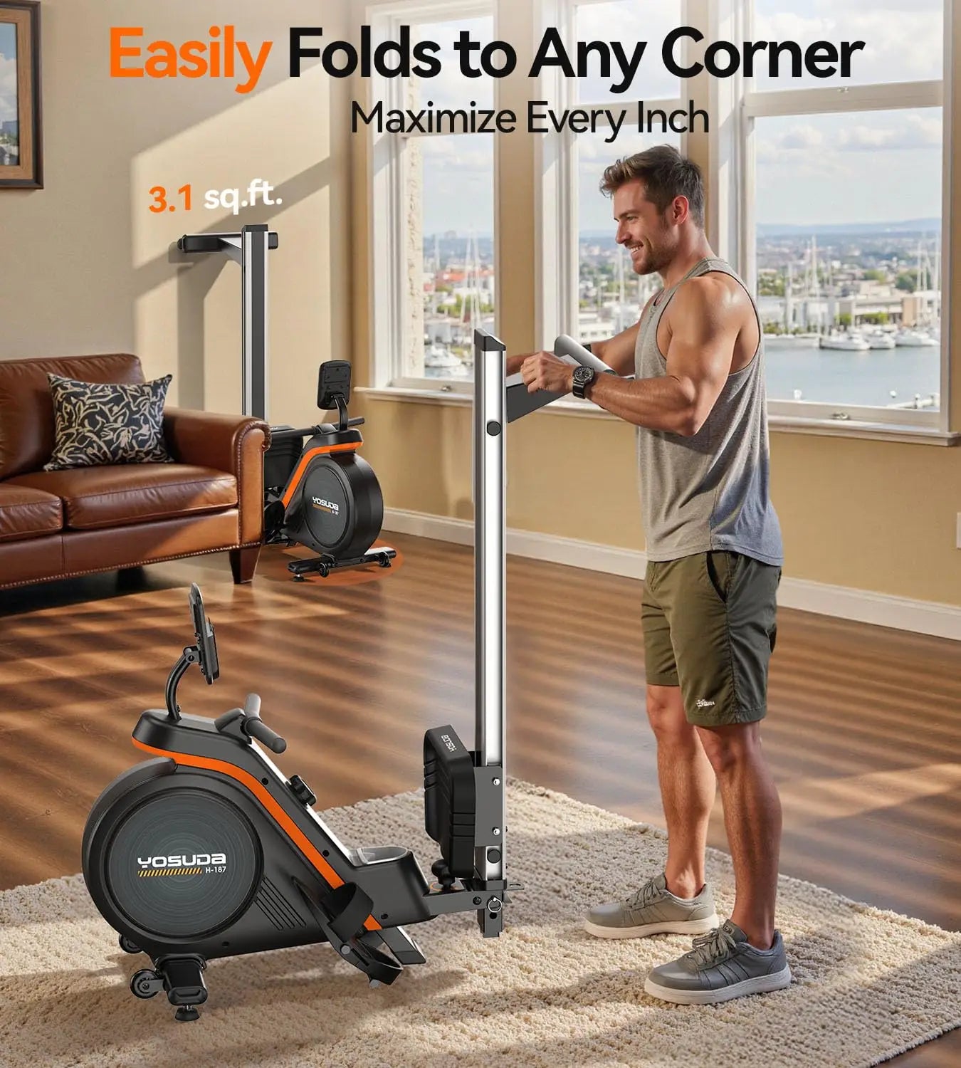 YOSUDA Magnetic Rowing Machine For Home With Bluetooth App Support