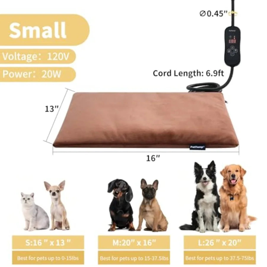 Heated Cat Bed And Pet Heating Pad With Adjustable Heat