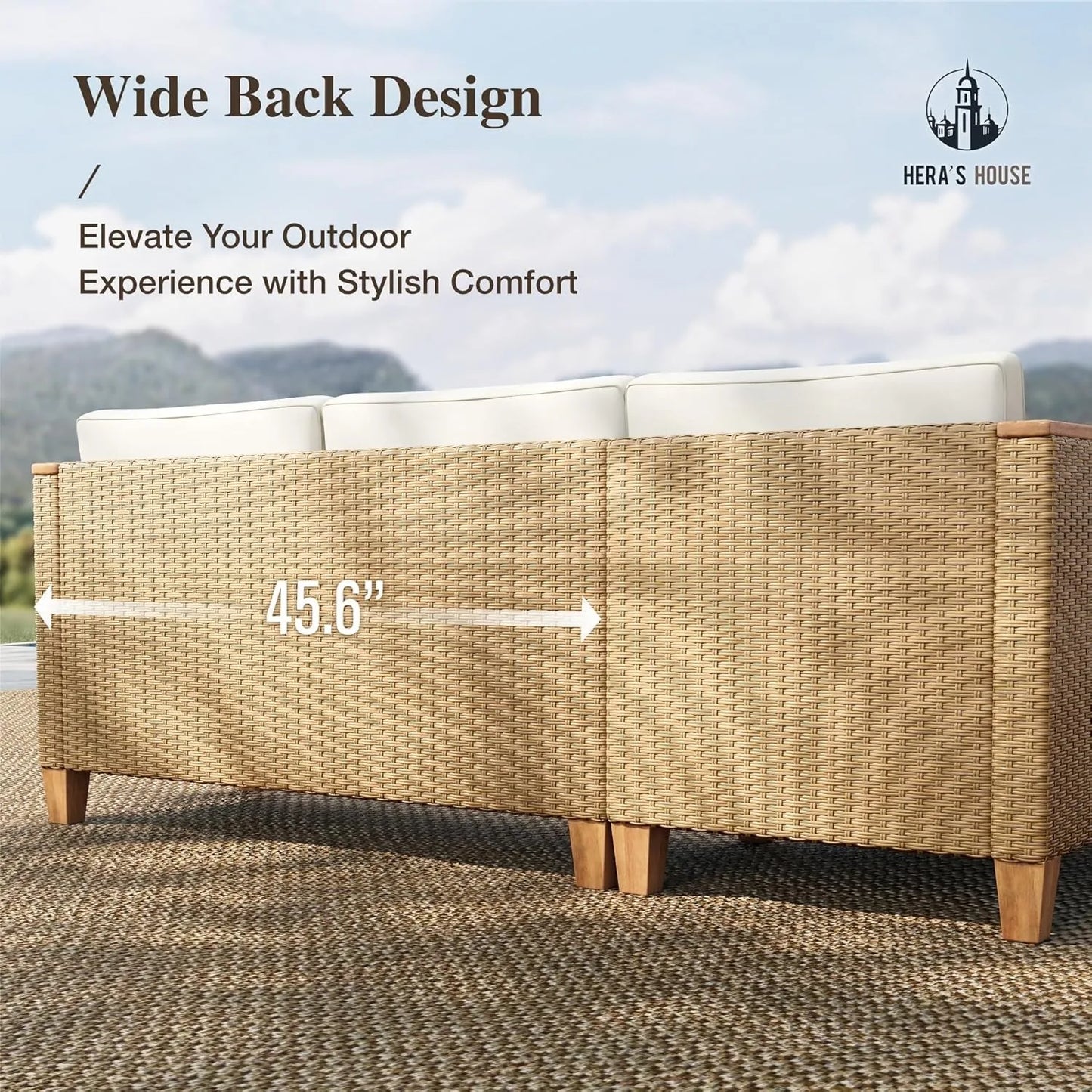 XIUWO 3 Piece Patio Furniture Set Wicker Sofa And Table