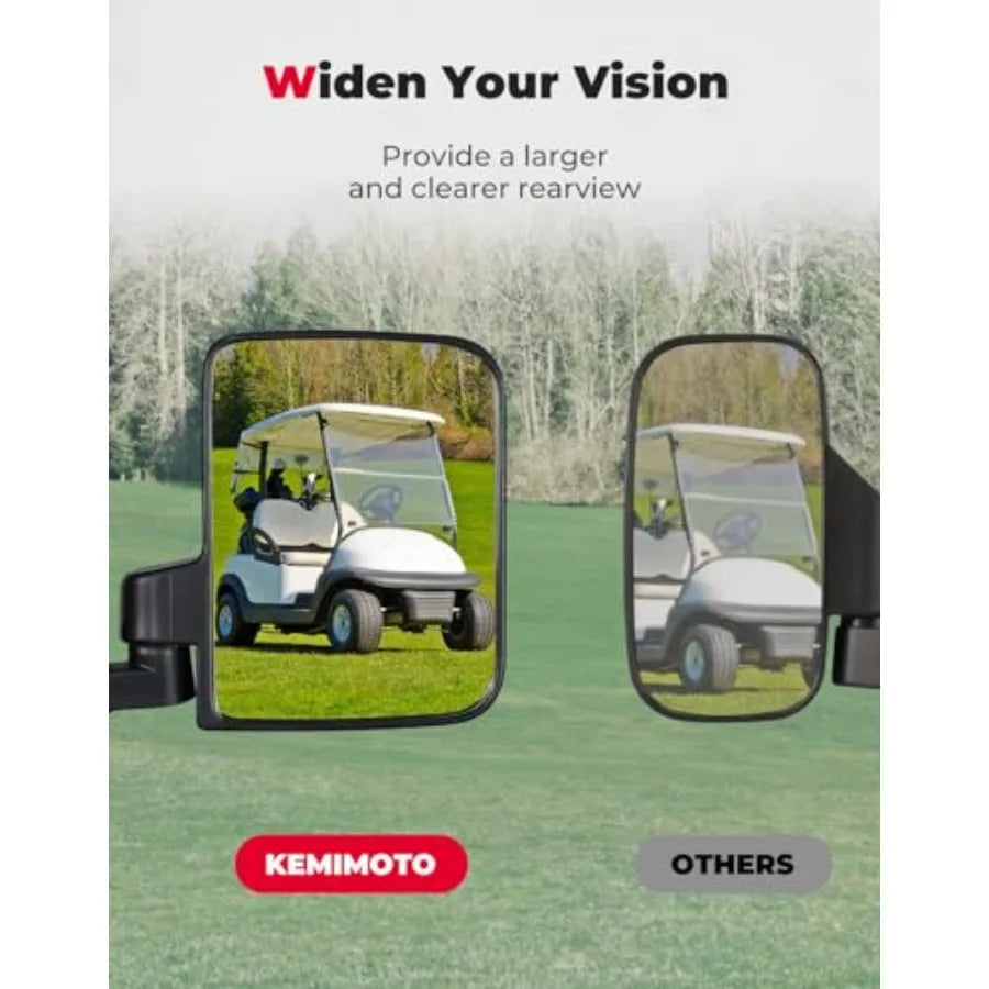 No Drilling Golf Cart Rear View Mirror Universal For Square Rails Folding