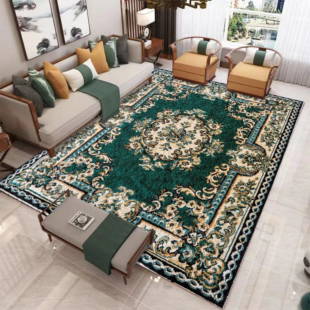 European Retro Geometric Carpet For Living Room Non Slip Washable Rug