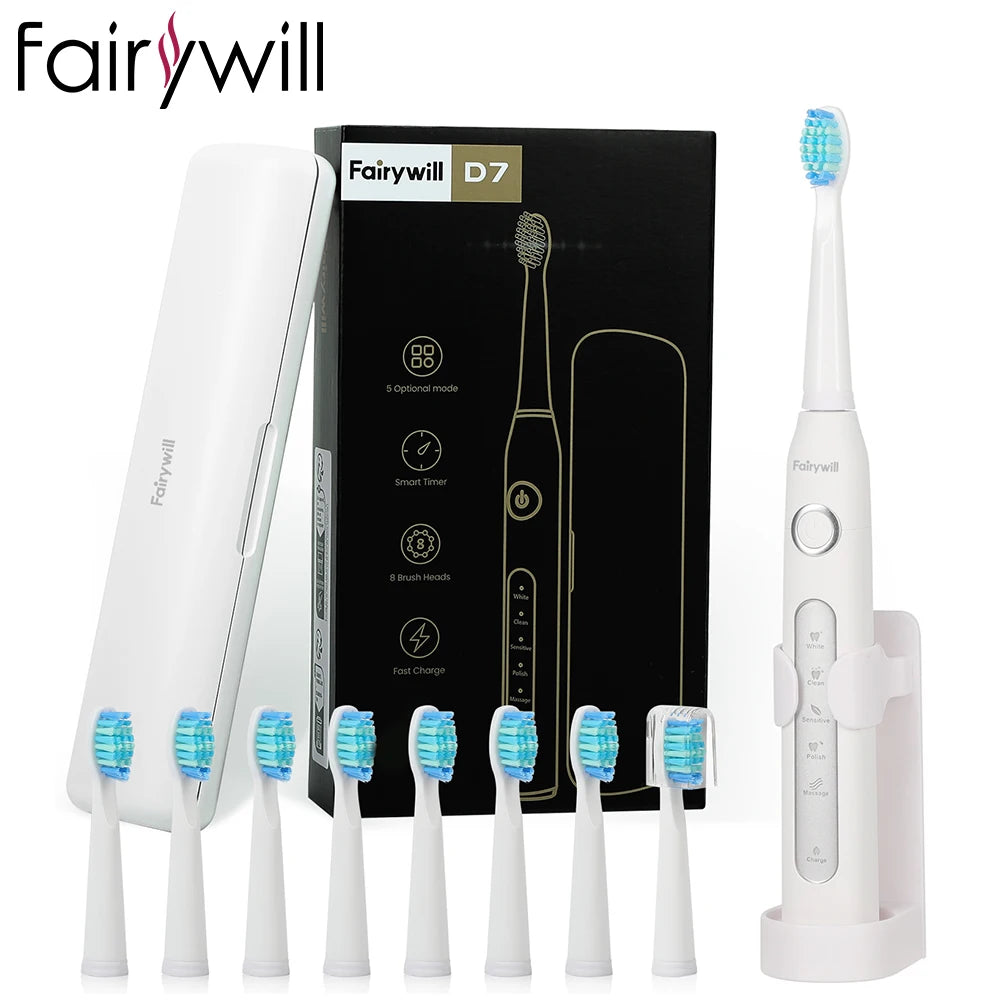 Fairywill FW-D7 Electric Sonic Toothbrush USB Rechargeable