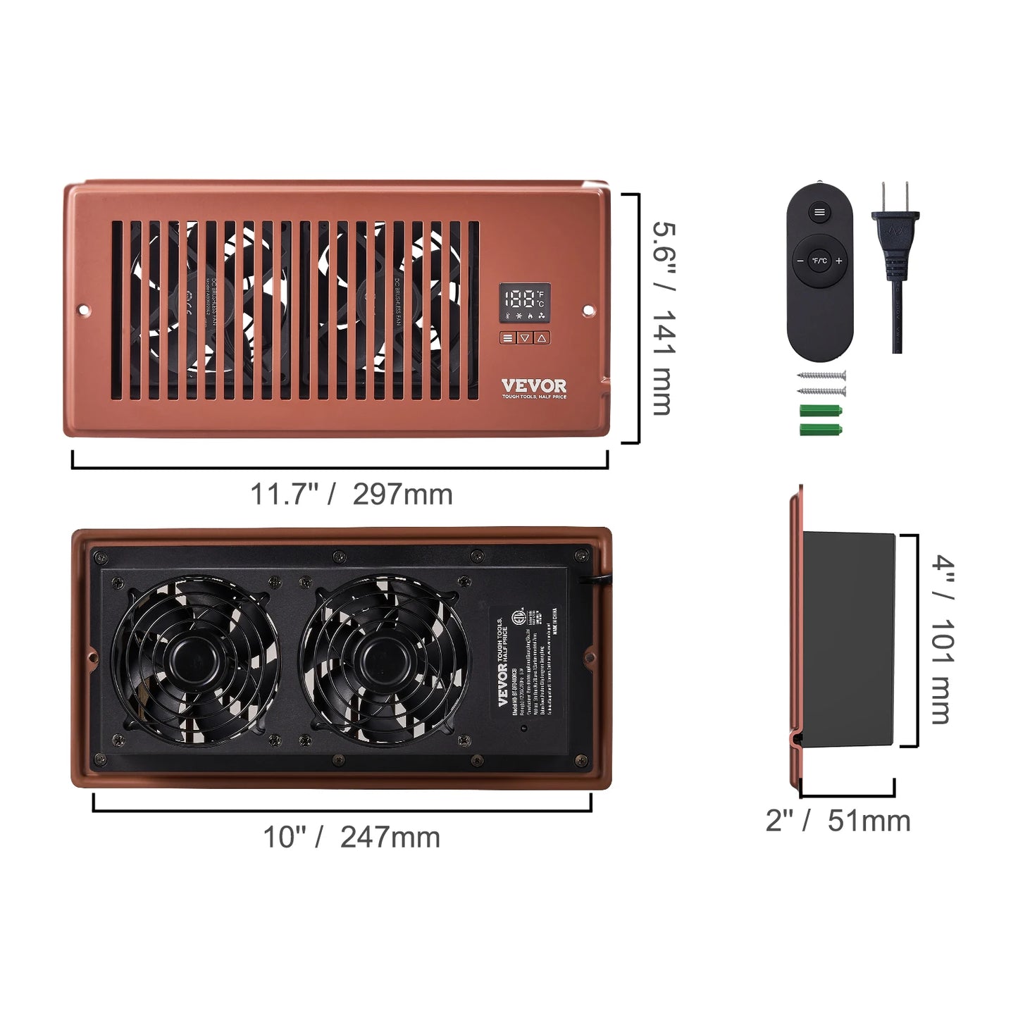 Booster Duct Fan 100CFM With LCD Controller For Ventilation