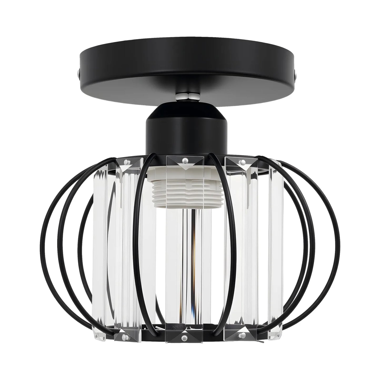 Modern Semi Flush Mount Ceiling Light Fixture, Small Crystal Chandelier Indoor Lighting for Bathroom Hallway Cafe Bar Porch Hall