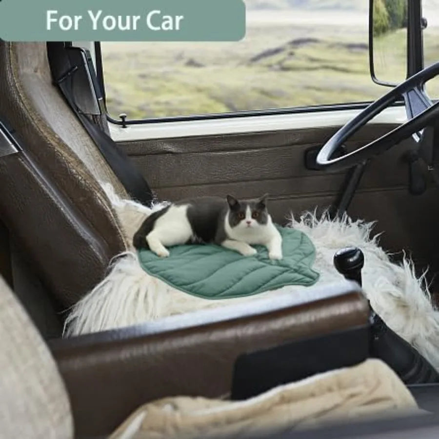 Leaf Shaped Cotton Cat Bed Pad and Warming Mat Cozy