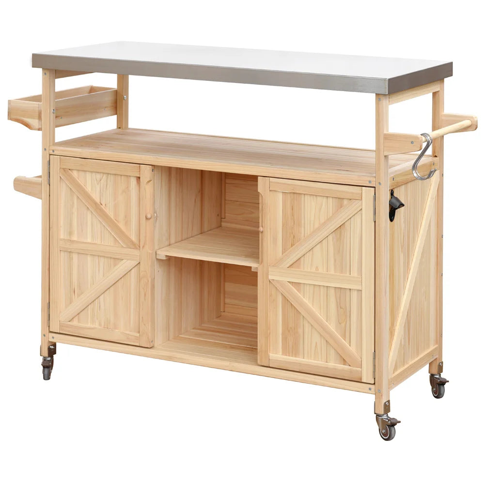 TWISTER.CK Portable Outdoor Bar Table With Storage And Wheels