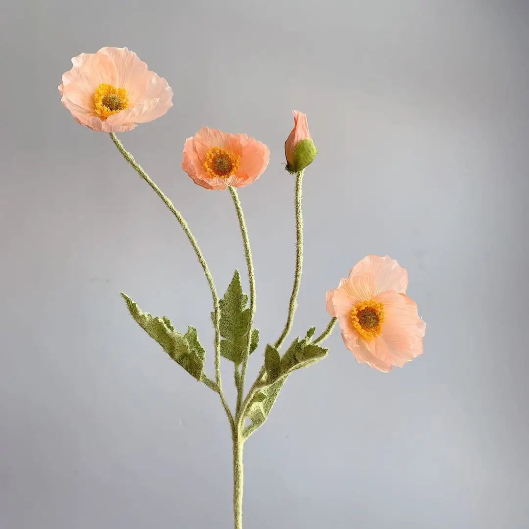 Artificial Poppy Flowers Bouquet Four-Head for Home Decor