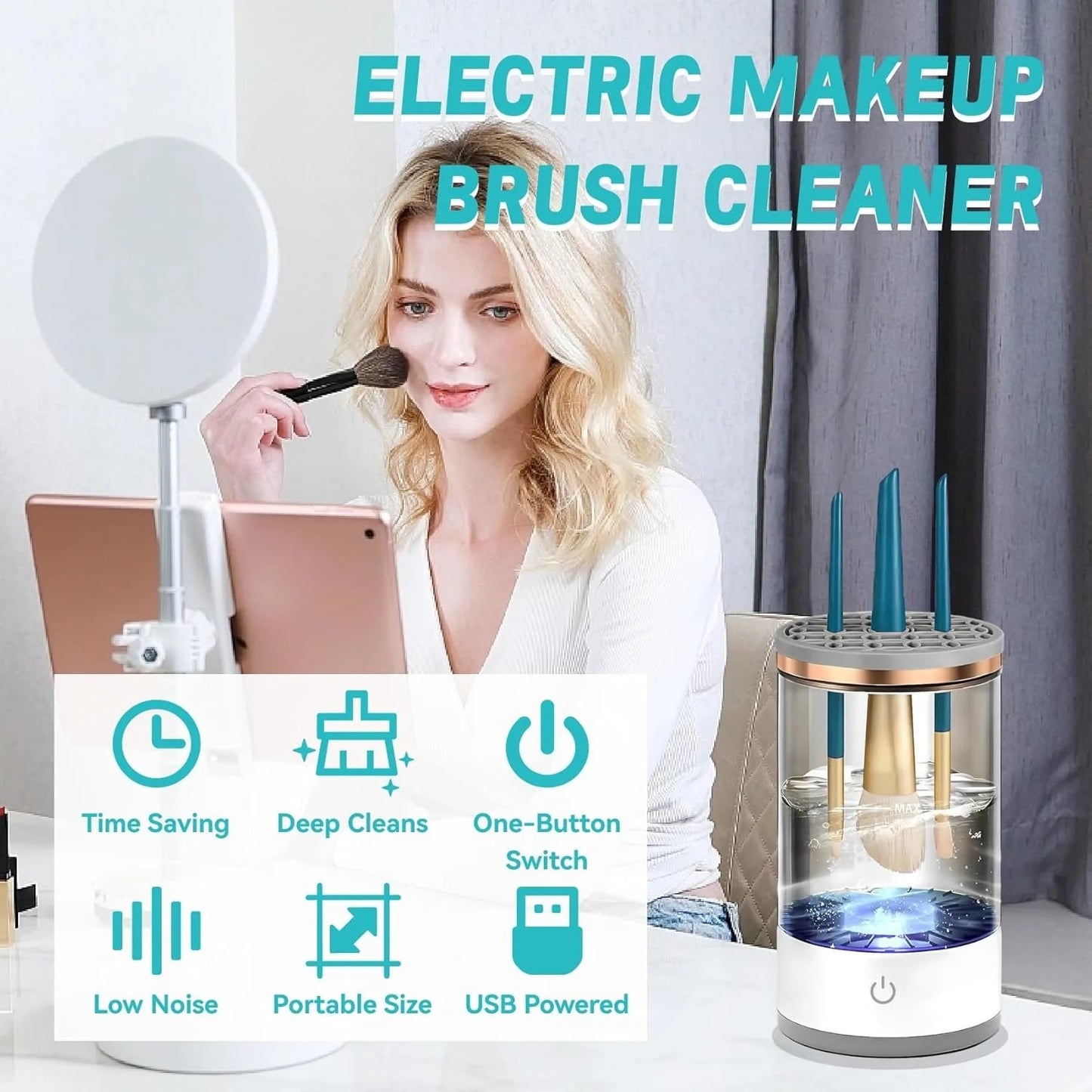 Electric Makeup Brush Cleaner Auto Spinning Machine For Deep Cleaning