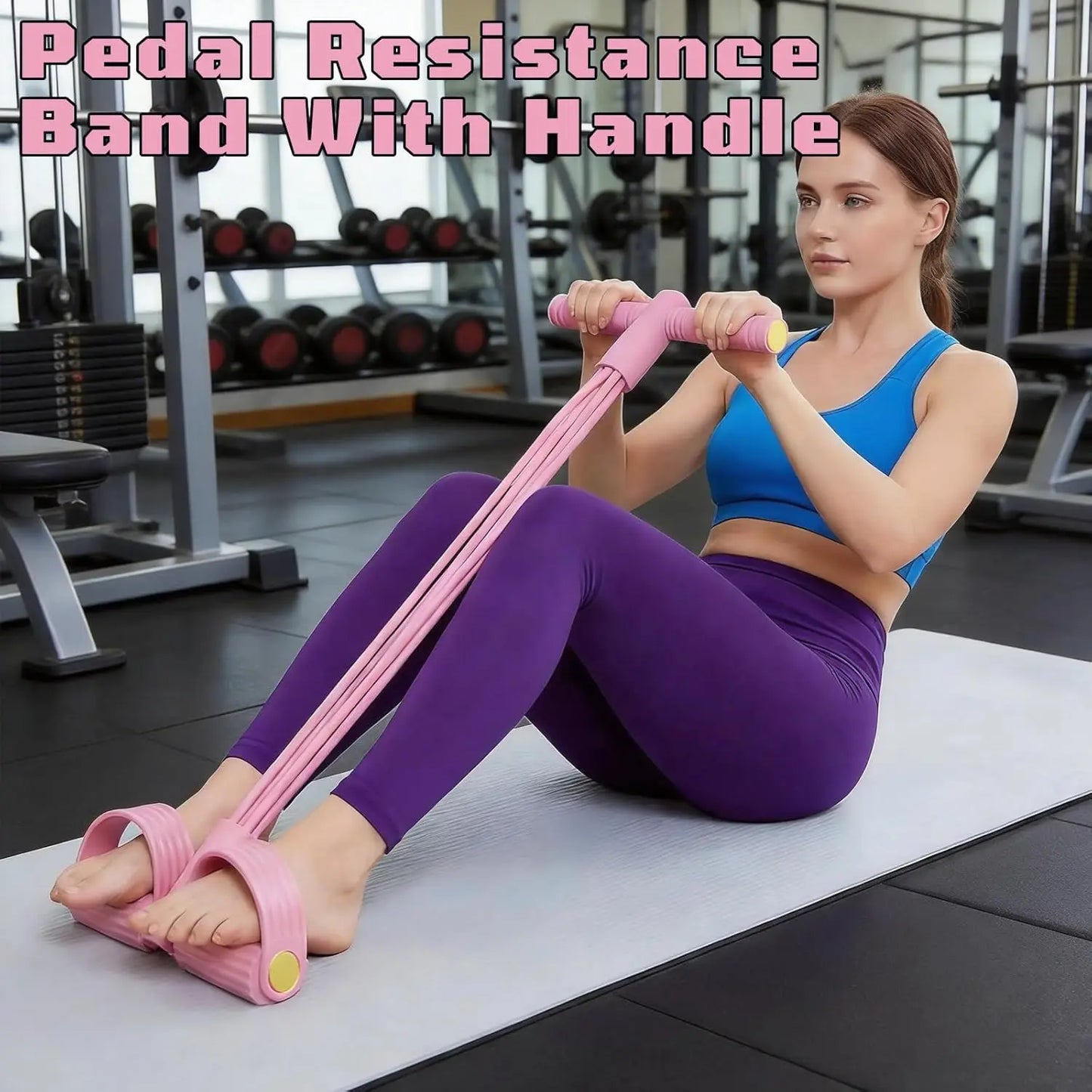 Pedal Resistance Band With Handles 6 Tube Home Workout Gear