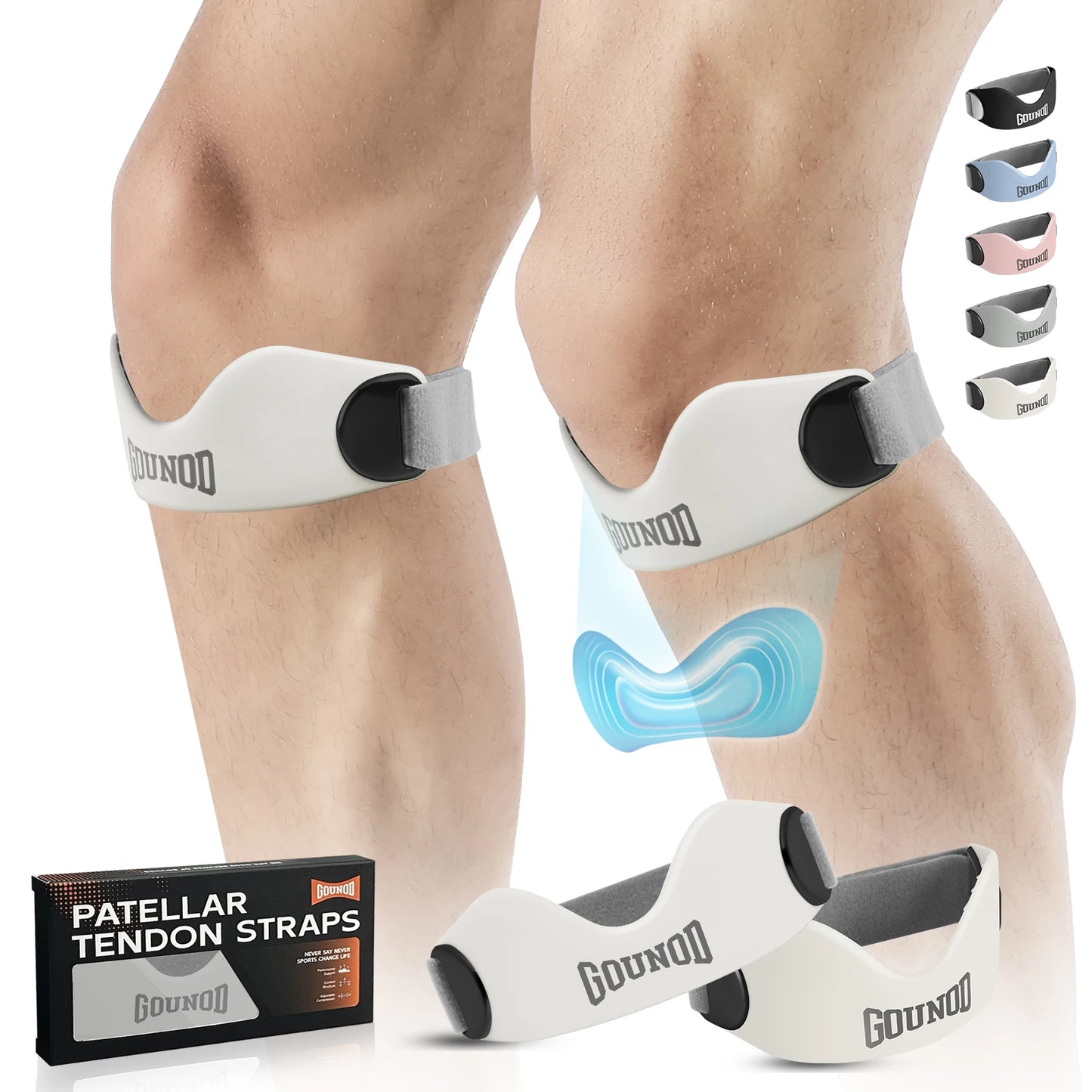GOUNOD Silicone Patellar Tendon Support Strap Non Slip Knee Pain