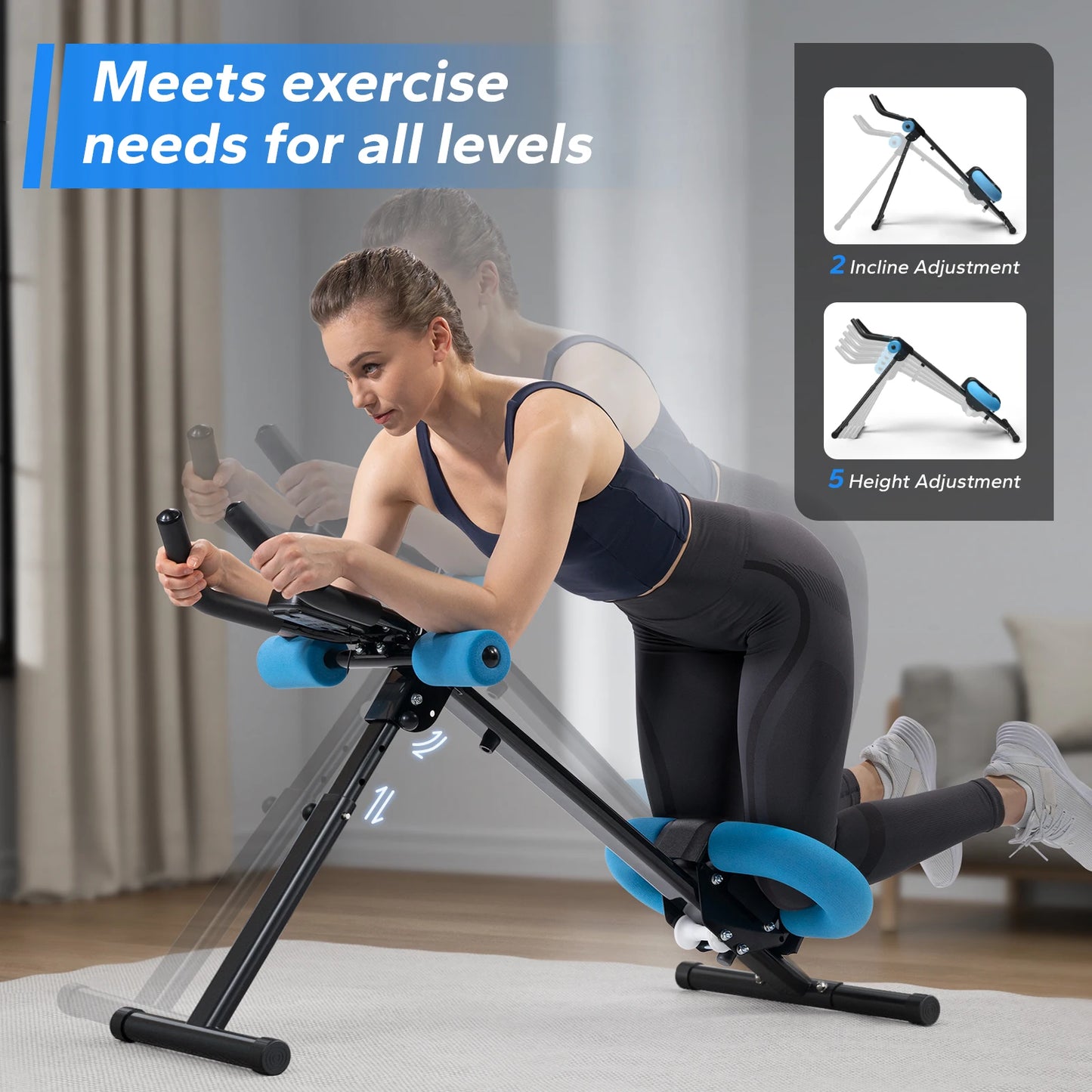 MERACH Ab Machine Adjustable Trainer Foldable Knee Protection