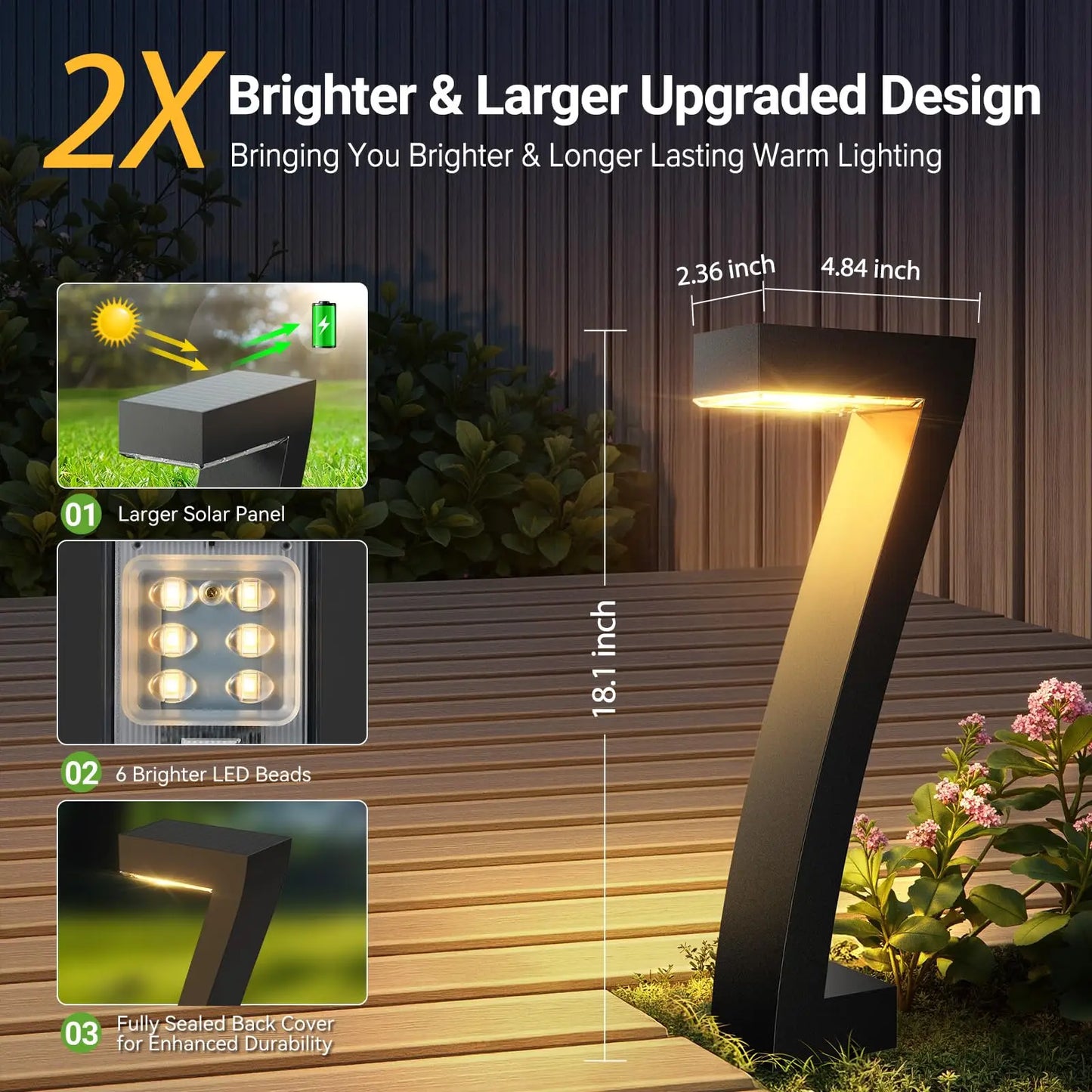 LED Solar Path Lights IP65 Waterproof For Garden Yard