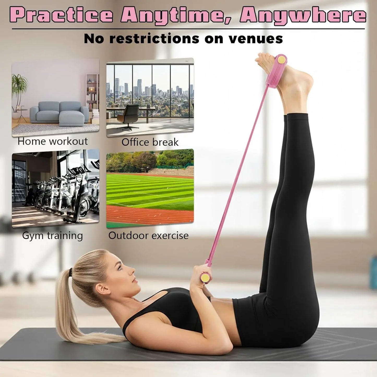 Pedal Resistance Band With Handles 6 Tube Home Workout Gear