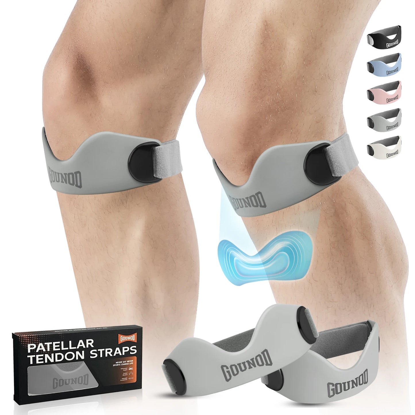 GOUNOD Silicone Patellar Tendon Support Strap Non Slip Knee Pain
