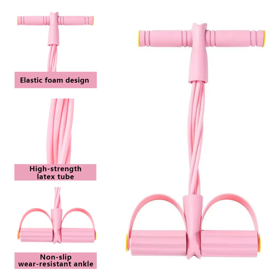 Pedal Resistance Band With Handles 6 Tube Home Workout Gear