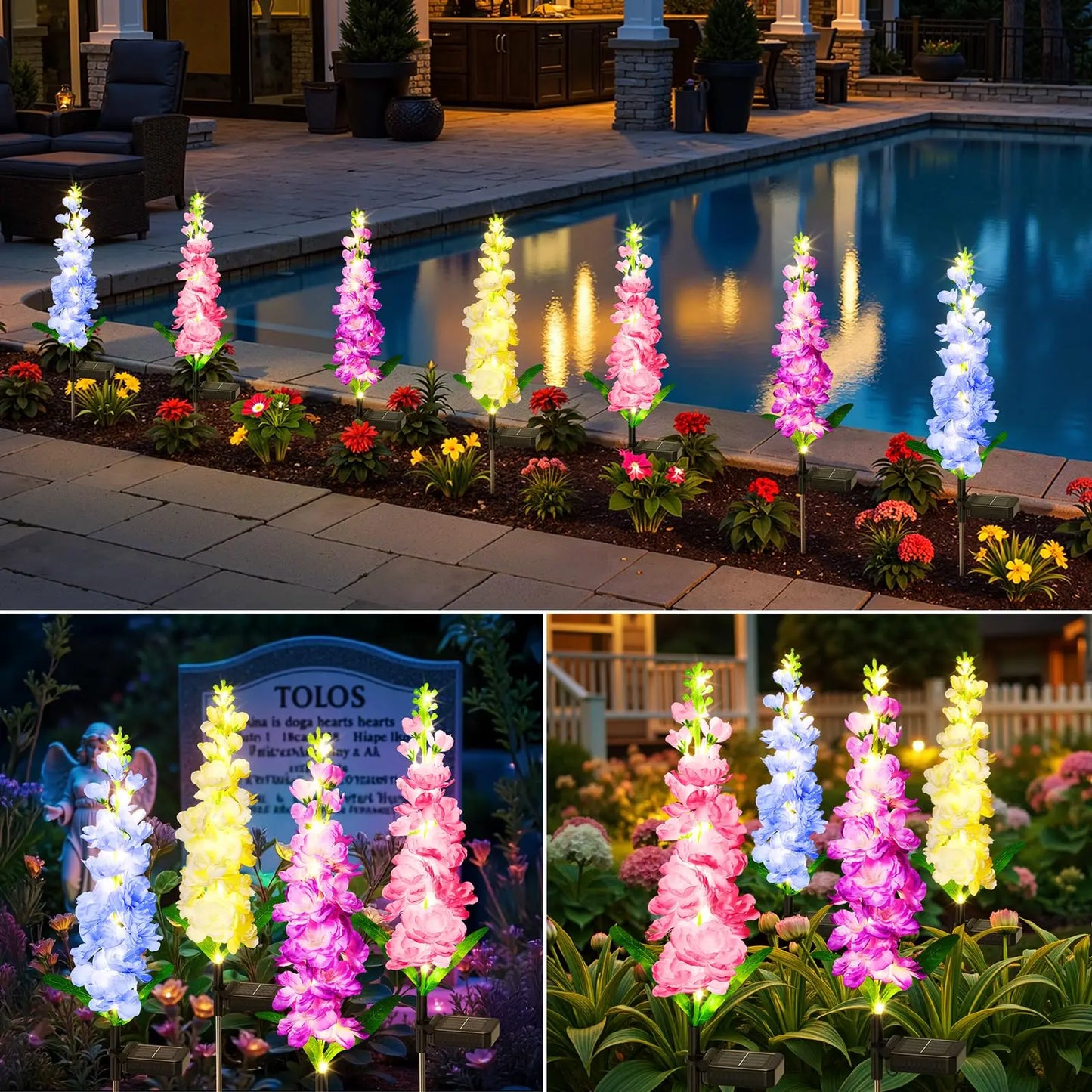 Solar Garden Lights LED Flower Waterproof Yard Decor