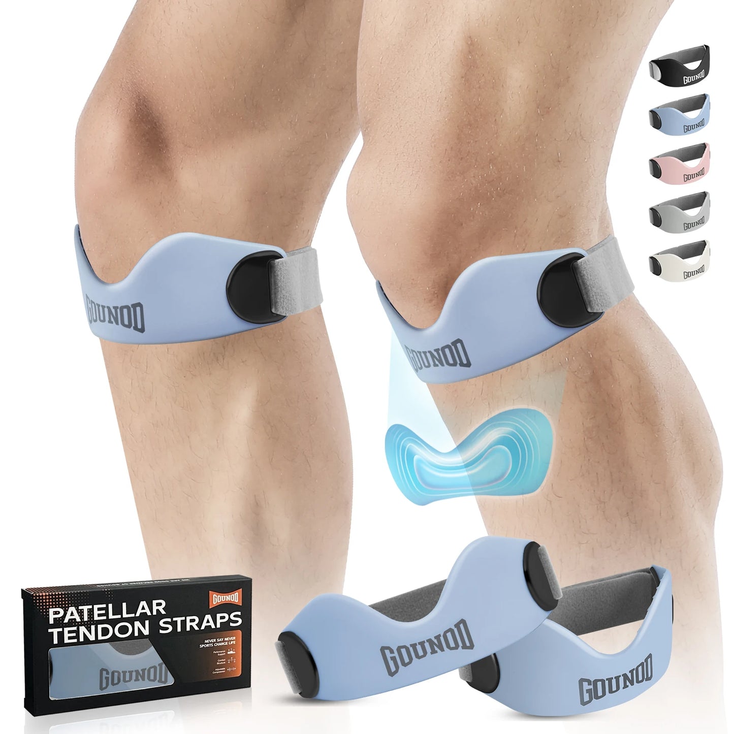 GOUNOD Silicone Patellar Tendon Support Strap Non Slip Knee Pain