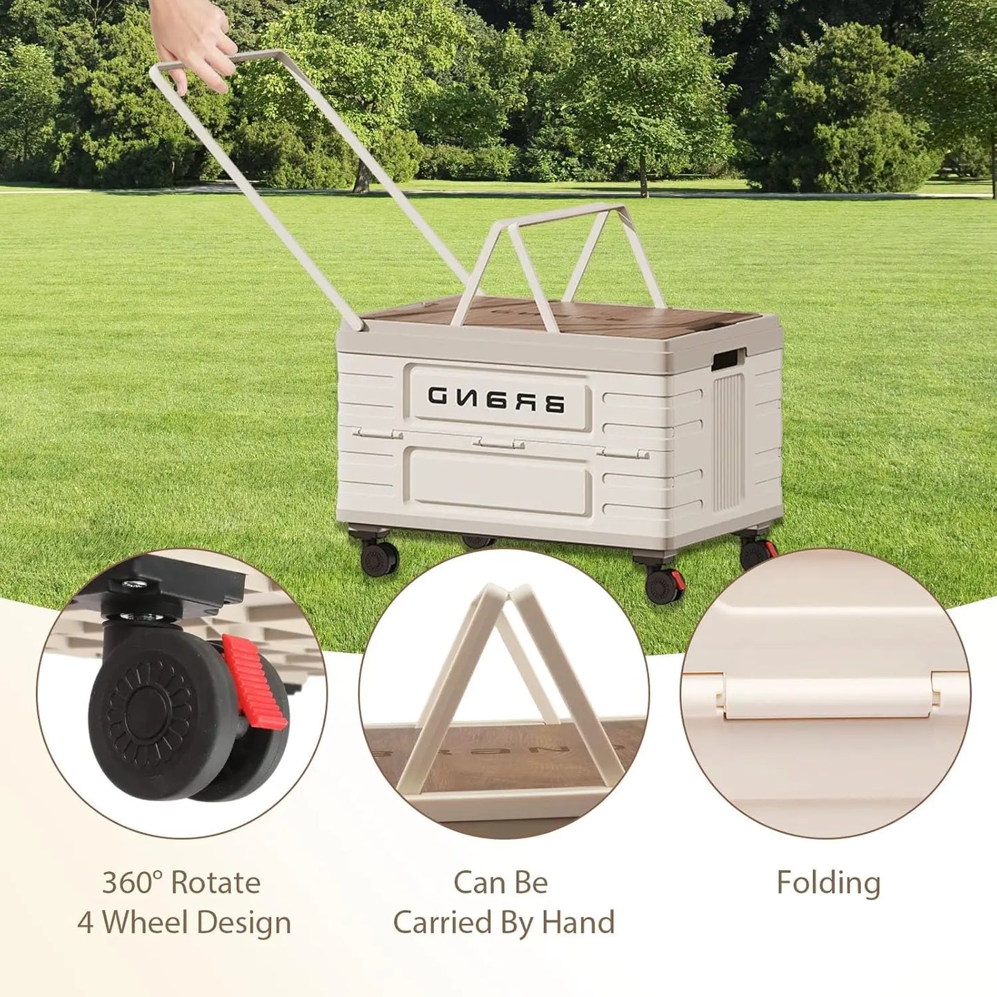 360 Degree Rotating Foldable Storage Cart With Heavy Duty Wheels