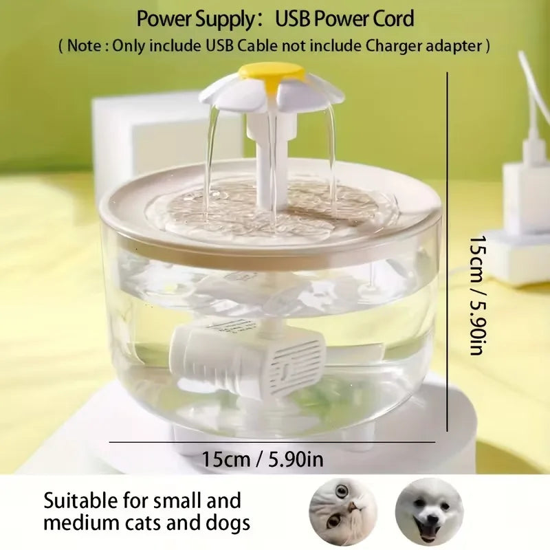 Automatic Pet Water Fountain For Cats And Dogs, Large Capacity, USB Powered