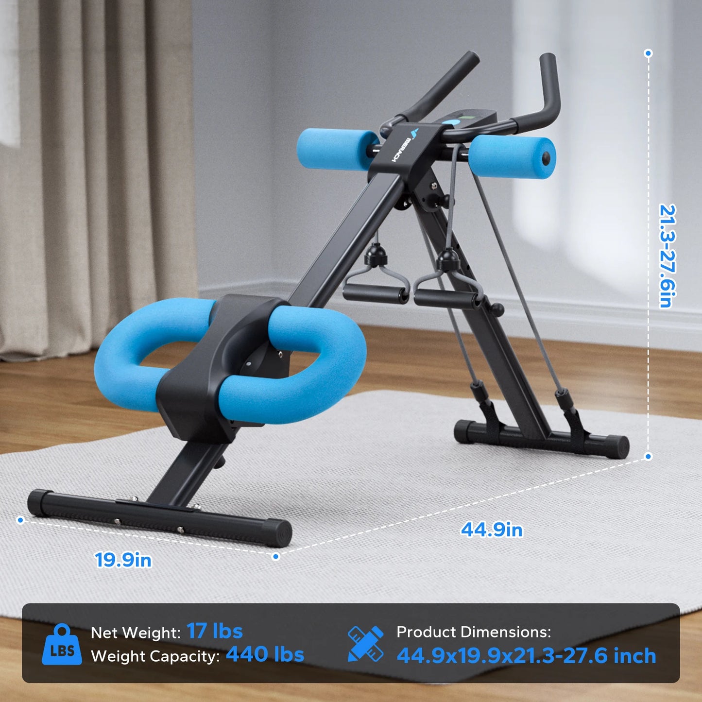 MERACH Ab Machine Adjustable Trainer Foldable Knee Protection