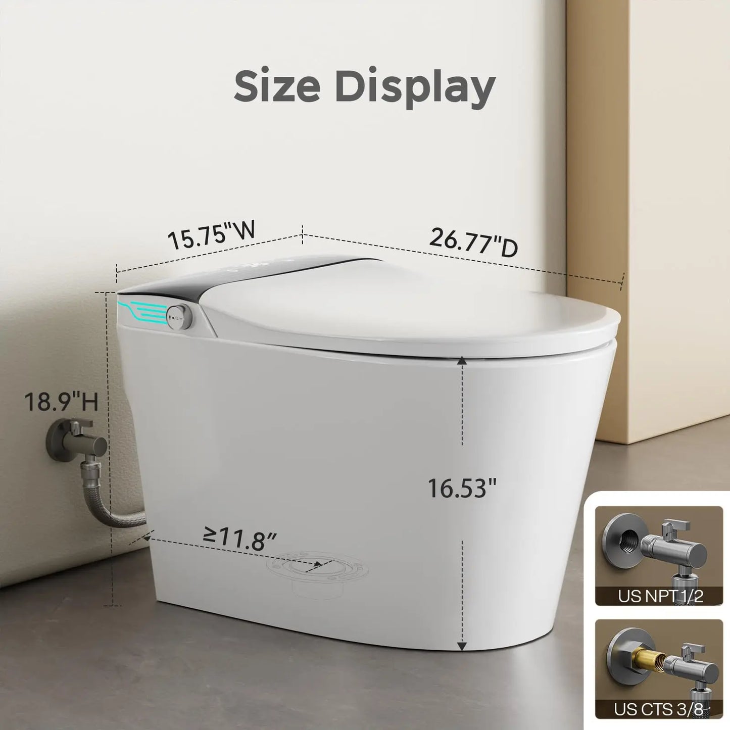 Elongated Smart Toilet With Bidet, Foam Dispenser, Voice Control