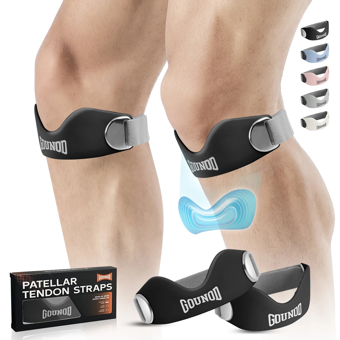 GOUNOD Silicone Patellar Tendon Support Strap Non Slip Knee Pain