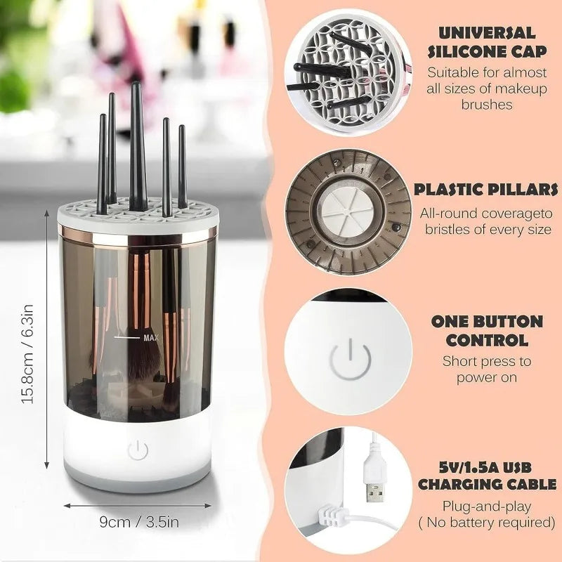 Electric Makeup Brush Cleaner Auto Spinning Machine For Deep Cleaning