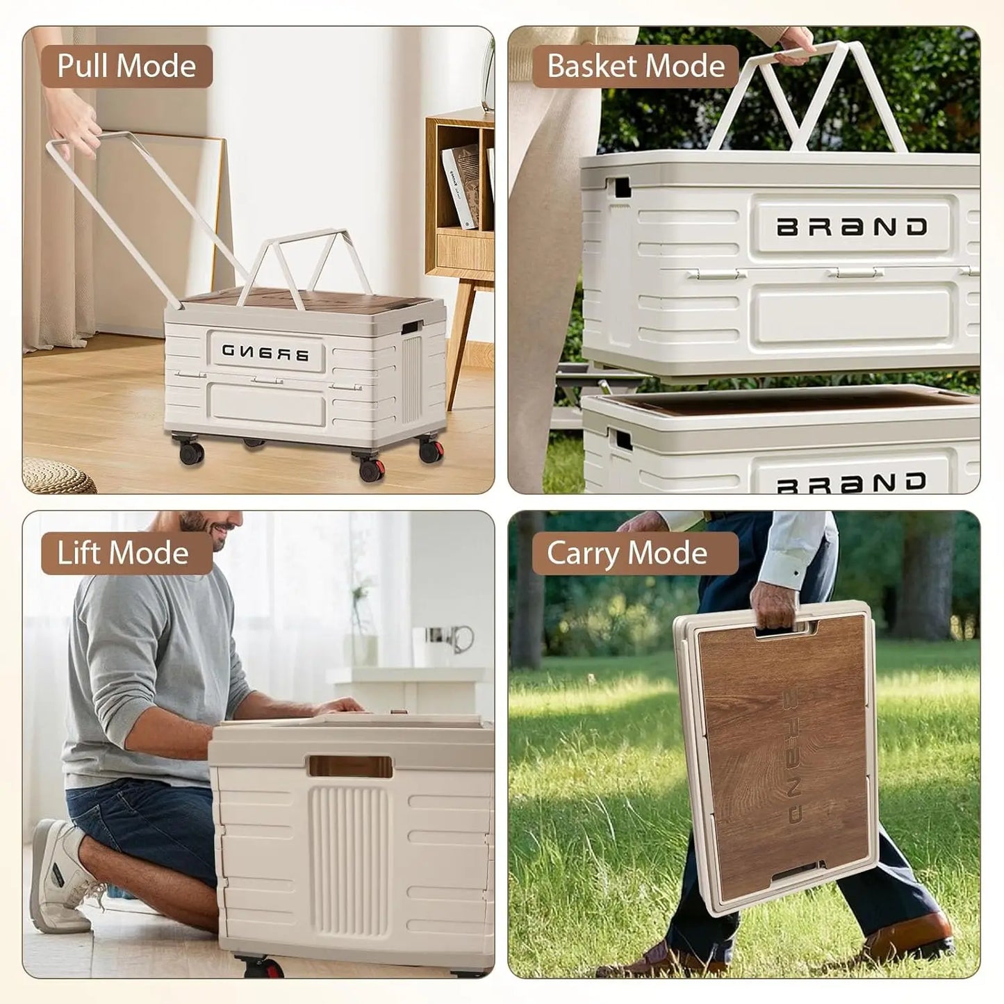 360 Degree Rotating Foldable Storage Cart With Heavy Duty Wheels