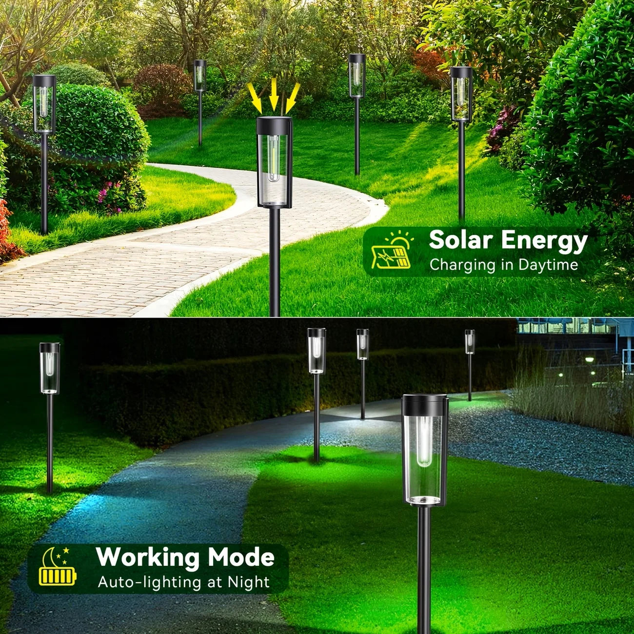 Solar Pathway Lights Outdoor IP65 Waterproof LED Landscape For Driveway