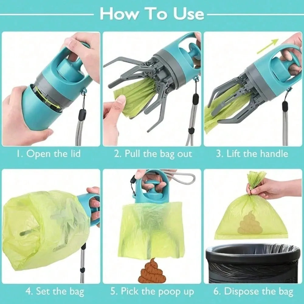 No-Touch Dog Pooper Scooper With Waste Bag Holder