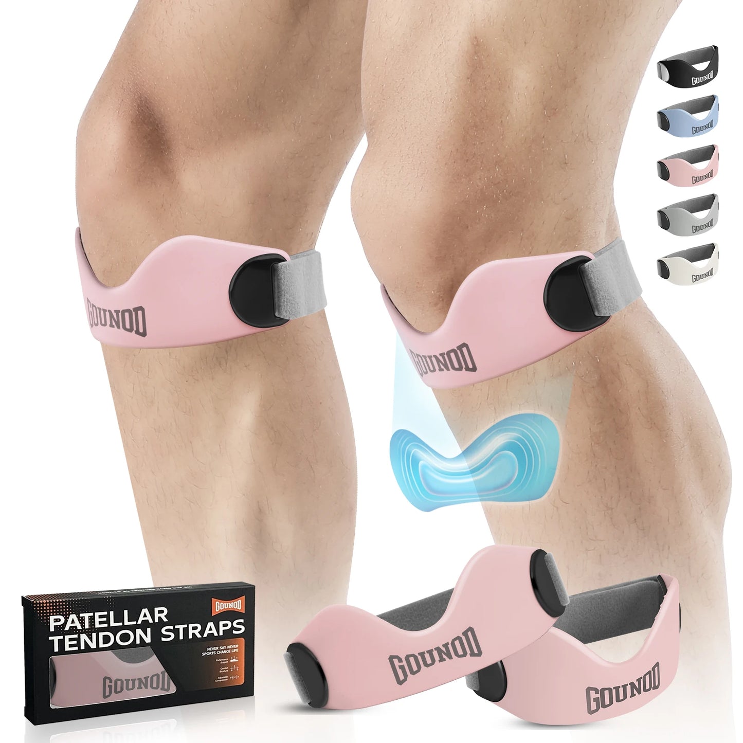 GOUNOD Silicone Patellar Tendon Support Strap Non Slip Knee Pain