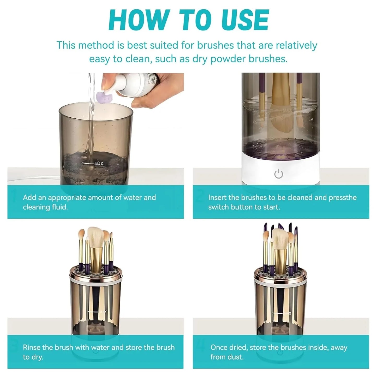 Electric Makeup Brush Cleaner Auto Spinning Machine For Deep Cleaning