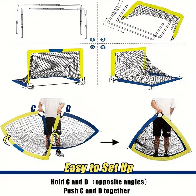 Portable Soccer Goals Set For Backyard Or Indoor Net