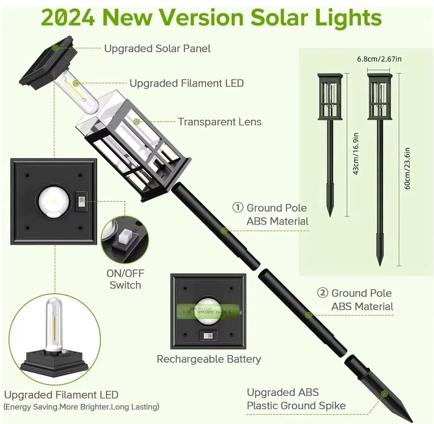 Solar Pathway Light Outdoor LED IP65 Waterproof Landscape Garden Walkway