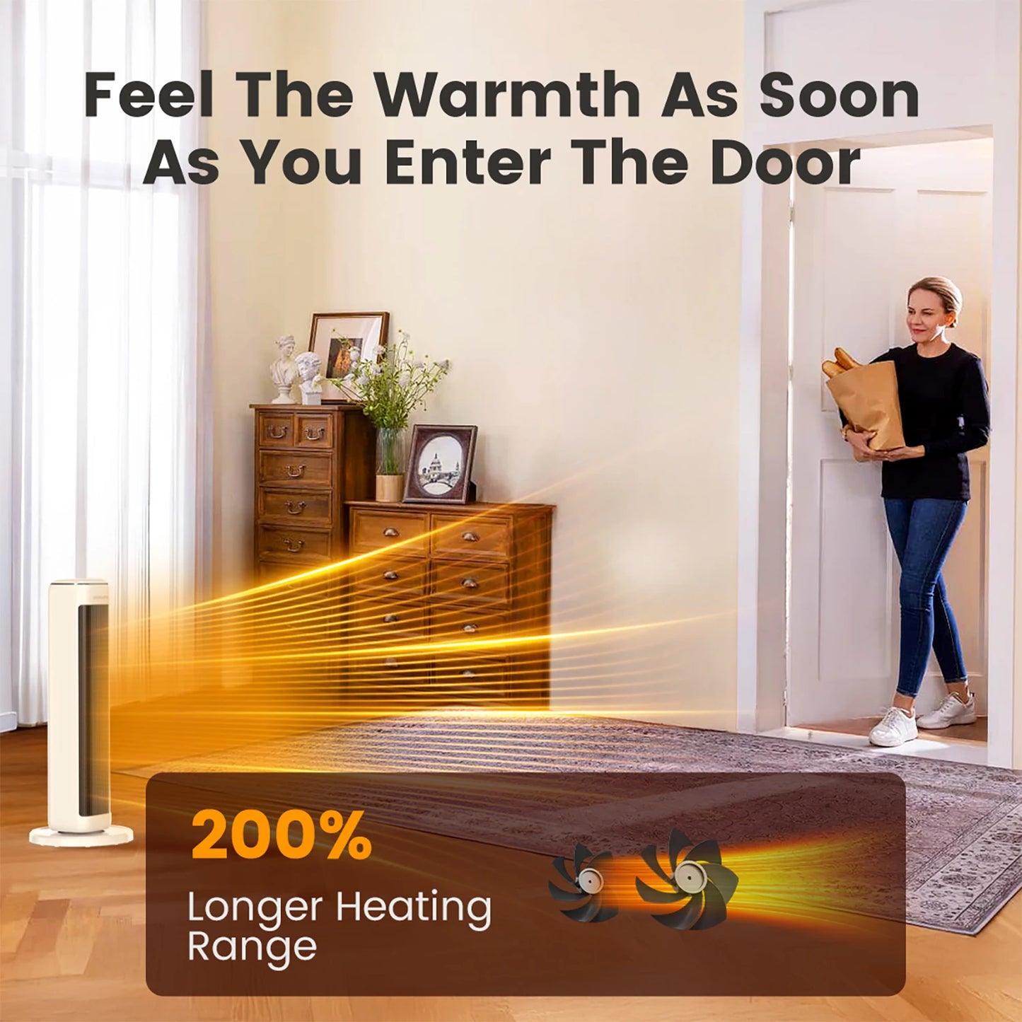 Airmate Ceramic Tower Space Heater With Thermostat For Indoor Use