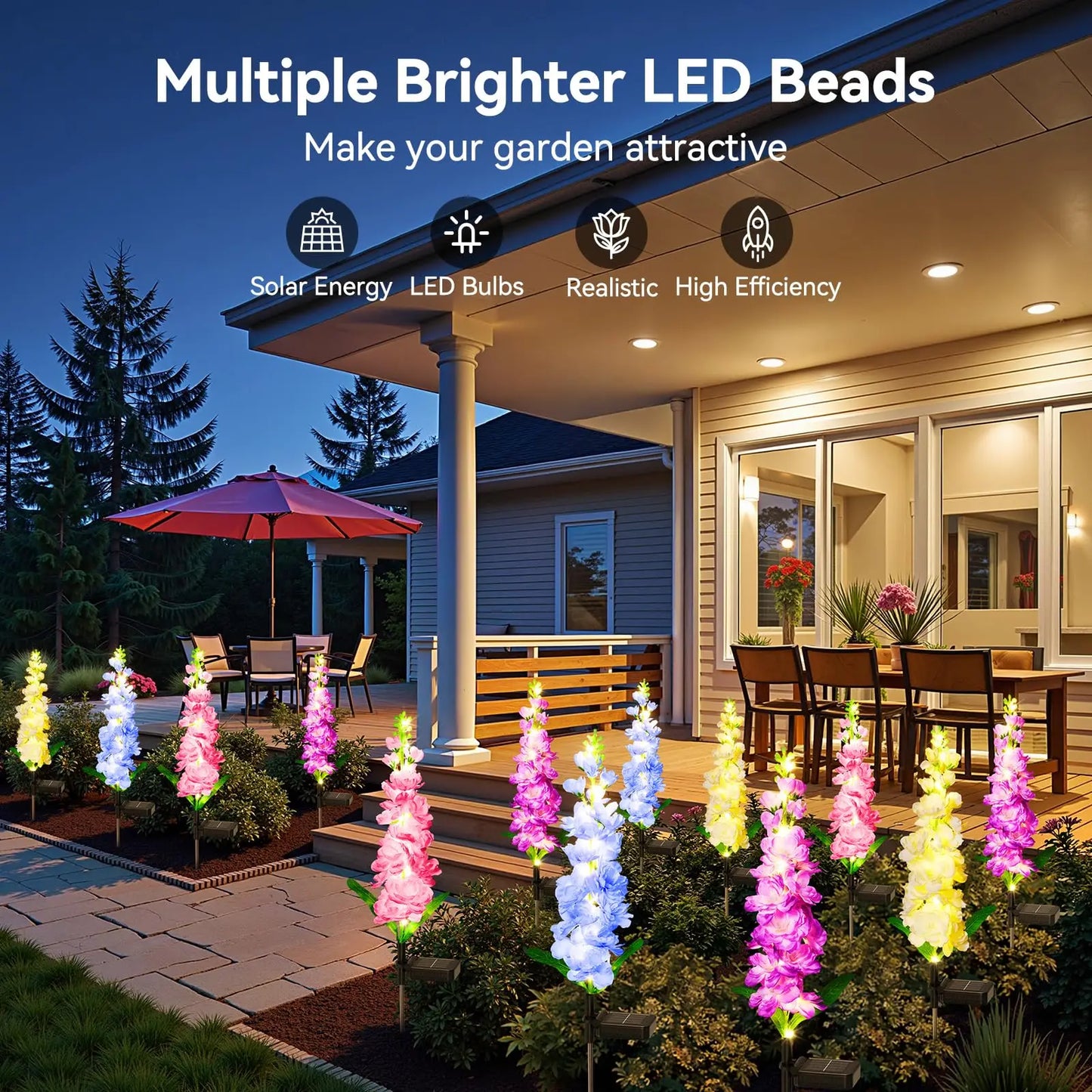 Solar Garden Lights LED Flower Waterproof Yard Decor