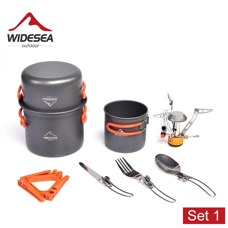 Widesea Camping Cookware Set With Foldable Pot And Utensils