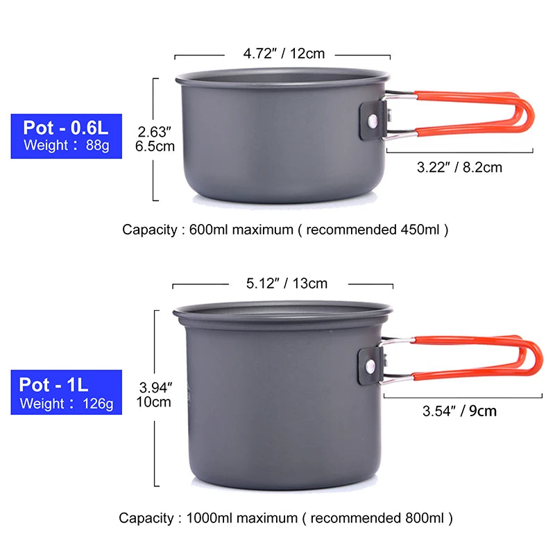 Widesea Camping Cookware Set With Foldable Pot And Utensils