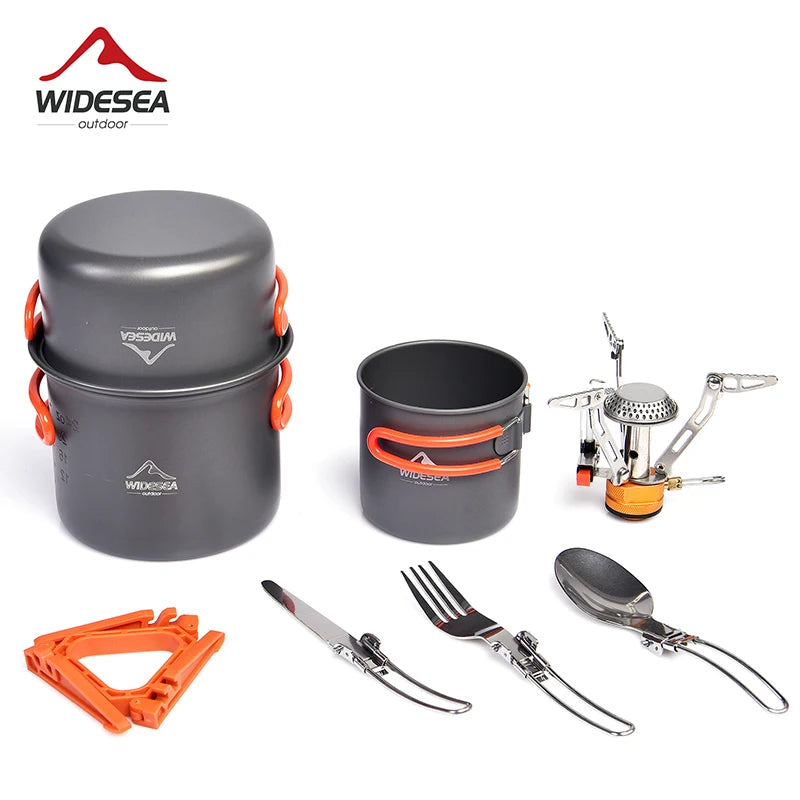 Widesea Camping Cookware Set With Foldable Pot And Utensils